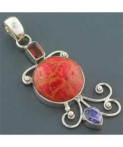 Garnet Multi Gemstone Silver Pendant (Indonesia)