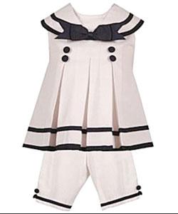 Rare Editions Girl's Sailor 2-piece Capri Pants Set