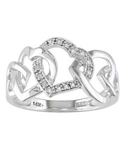 10k White Gold Diamond Interlocking Hearts Ring (H-I,I1-I2)