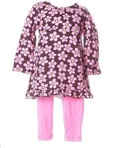 Flapdoodles Toddler Girl's Pink Floral Outfit