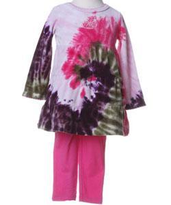 Flapdoodles Pink Tie-dye Girl's Outfit