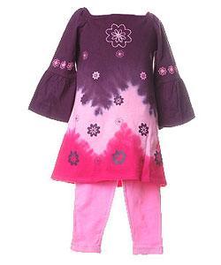 Flapdoodles Girl's Purple 2-piece Tie-dye Outfit