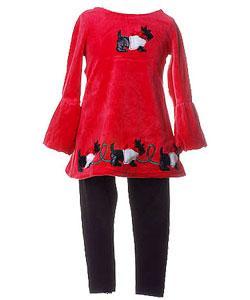 Flapdoodles Red Scotty Girl's Outfit
