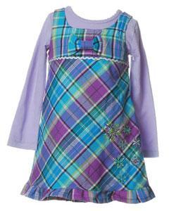 Flapdoodles Toddler Girl's Purple Plaid Dress