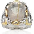 Michael Valitutti Palladium/ Silver/ 18k Vermeil Rutilated Quartz/ Sapphire Ring