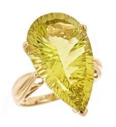 Dyach 14k Yellow Gold Lemon Quartz Teardrop Ring (Size 7)