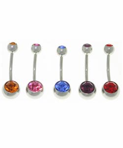 Double Jeweled 3/8-inch Belly Barbell (Case of 9)