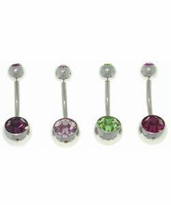 Double Jeweled 14-gauge Belly Barbells (Case of 8)