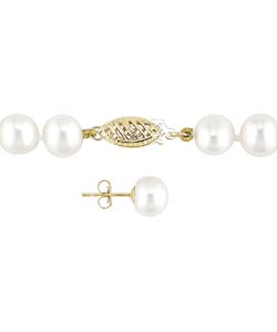 14k Gold Freshwater Pearl Necklace & Earrings (Case of 3)