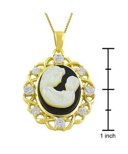 14k Gold Over Silver Mom and Baby Cameo Necklace