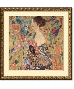 Gustav Klimt Donna con Ventaglio Framed Art Print