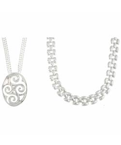 Sterling Silver High Fashion Necklaces  (Set of 2)
