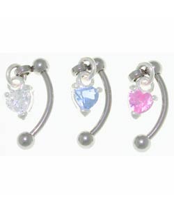 Dangling Heart 16-gauge Eyebrow Barbells (Case of 3)