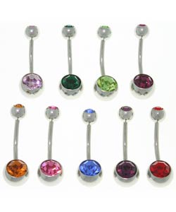 Double Jeweled 3/8-inch Belly Barbell (Case of 9)