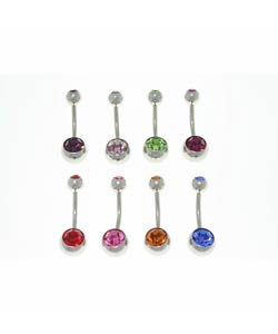 Double Jeweled 14-gauge Belly Barbells (Case of 8)