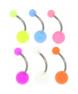 Glowing Ball Curved Belly Barbell (Case of 6)