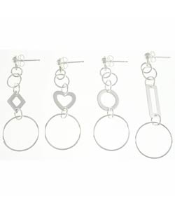 Sterling Silver Assorted Geometric Earrings  (Set of 4)