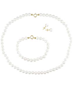 14k Yellow Gold Freshwater Pearl Set  (Set of 3)
