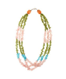 Peridot, Quartz, Topaz and Calcite Necklace