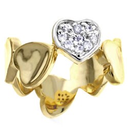 Two-tone CZ Heart Eternity Band