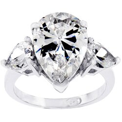 Michele Mies Sterling Silver CZ Teardrop Cocktail Ring