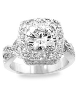Michele Mies Silvertone Pave Cocktail CZ Ring