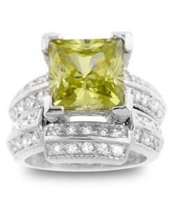 Sterling Silver Princess-Cut CZ Engagement Ring