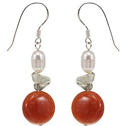 Gold Crystal, Aventurine & Freshwater Pearl Earrings