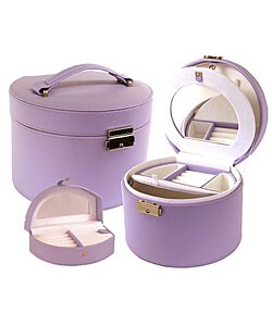 Purple Leather Round Jewelry Box