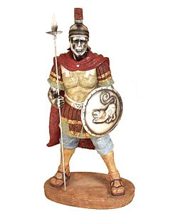 Hand-painted Roman Warrior with Spear Statue