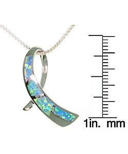 Sterling Silver Created Opal Ribbon Necklace