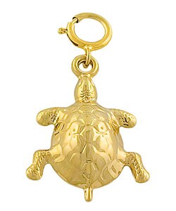 14k Yellow Gold Puffed Turtle Charm