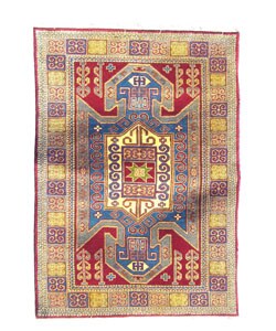 Indo Kazak Hand-knotted Red/Gold Rug (5' x 7')