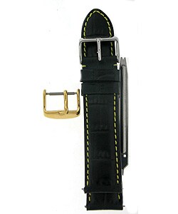 Black Genuine Calfskin Leather 22mm Watch Strap Kit