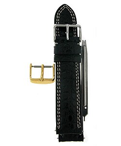 Black Alligator 22 mm Watch Strap w/ Extra Buckle