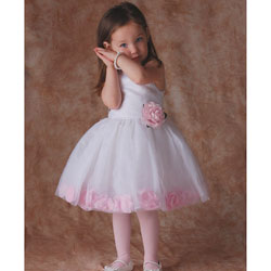 Sophia's Style White/ Pink Flower Girl Dress