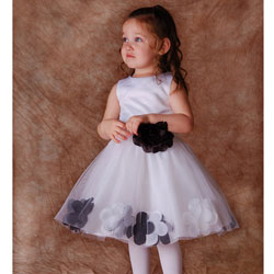 Sophia's Style White/ Black Flower Girl Dress