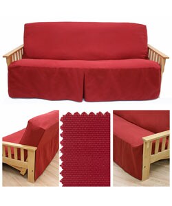 Brushed Berry Full Size Skirted Futon Slipcover