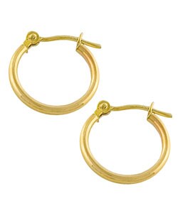 14k Yellow Gold Cute Round Hoop Earrings