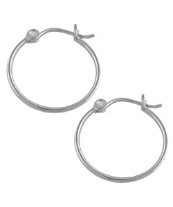 14k White Gold Wire Hoop Earrings