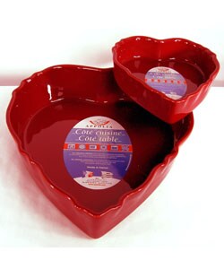 French Ceramic Red Heart Bakeware Set