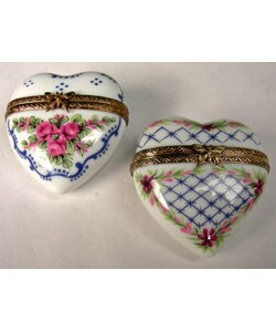 Limoges Floral Heart Boxes (Case of 2)