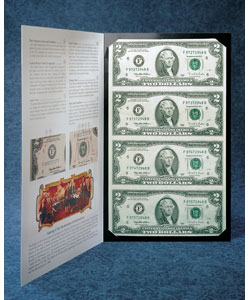 American Coin Treasures Four Uncut $2 Bills in Portfolio