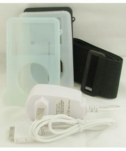 iPod Classic 160GB 4-piece Silicone Skin/ AC Charger Set