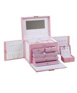 Milan Collection Pink Leather Jewelry Box
