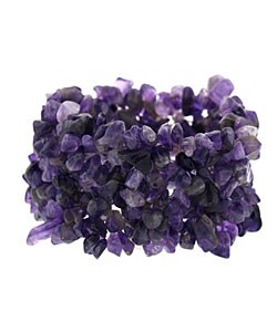 Stonique Creations Multi-row Amethyst Chip Stretch Bracelet
