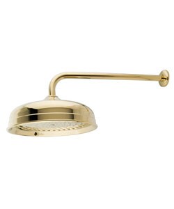 Polished Brass Victorian Showerhead and Arm