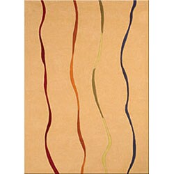 Hand-tufted Ribbons Ivory Wool Rug (8' x 11')