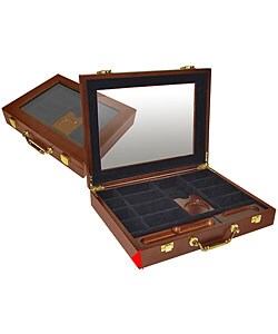 Premium Wood Poker Chip and Accessories Case