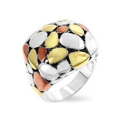 Tri-color Cluster Style Fashion Ring
